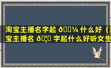 淘宝主播名字起 🌼 什么好（淘宝主播名 🦊 字起什么好听女生）